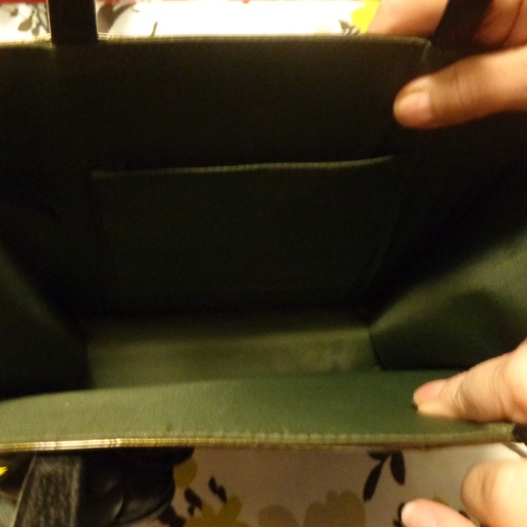 Dark Green Floral Satchel Purse - Picture 3 of 3